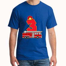 Load image into Gallery viewer, Cute 3rd Birthday Fireman Firefighter Fire Truck tshirt