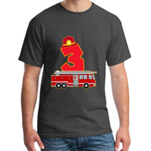 Load image into Gallery viewer, Cute 3rd Birthday Fireman Firefighter Fire Truck tshirt
