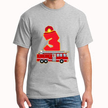 Load image into Gallery viewer, Cute 3rd Birthday Fireman Firefighter Fire Truck tshirt
