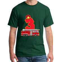 Load image into Gallery viewer, Cute 3rd Birthday Fireman Firefighter Fire Truck tshirt
